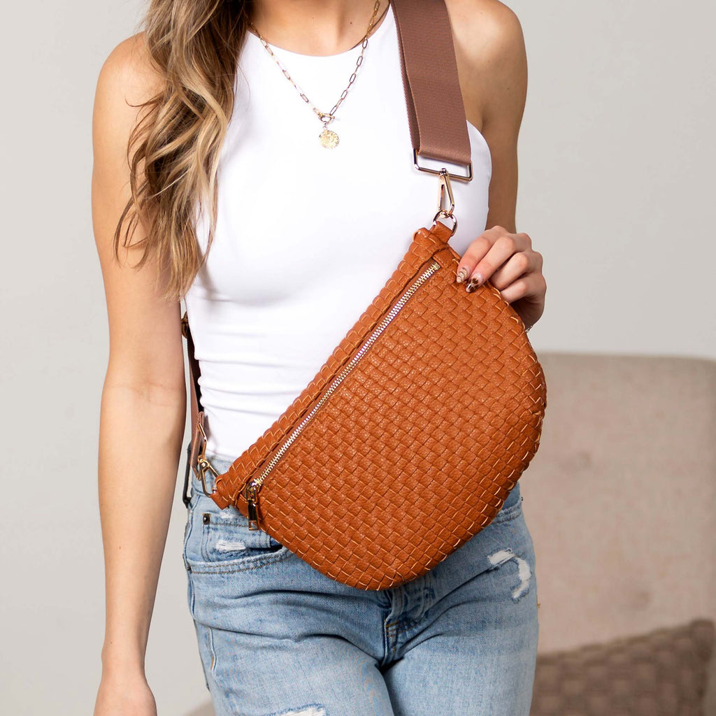Vivienne Solid Woven Crossbody Sling Bag