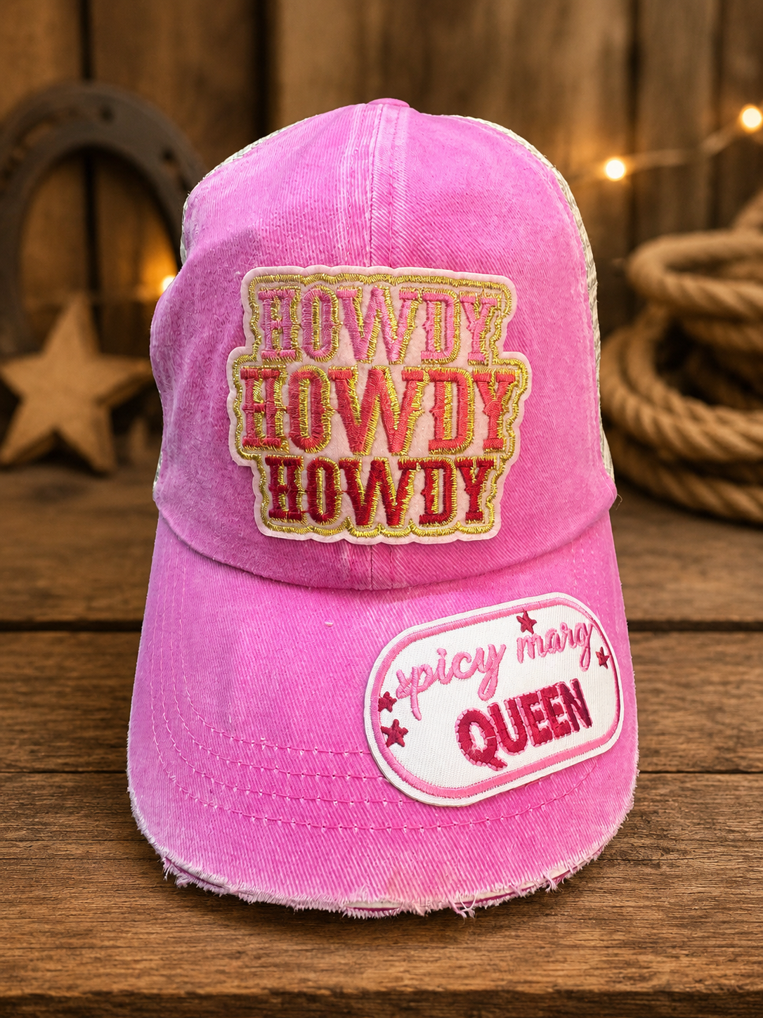 Howdy Distressed Trucker Hat