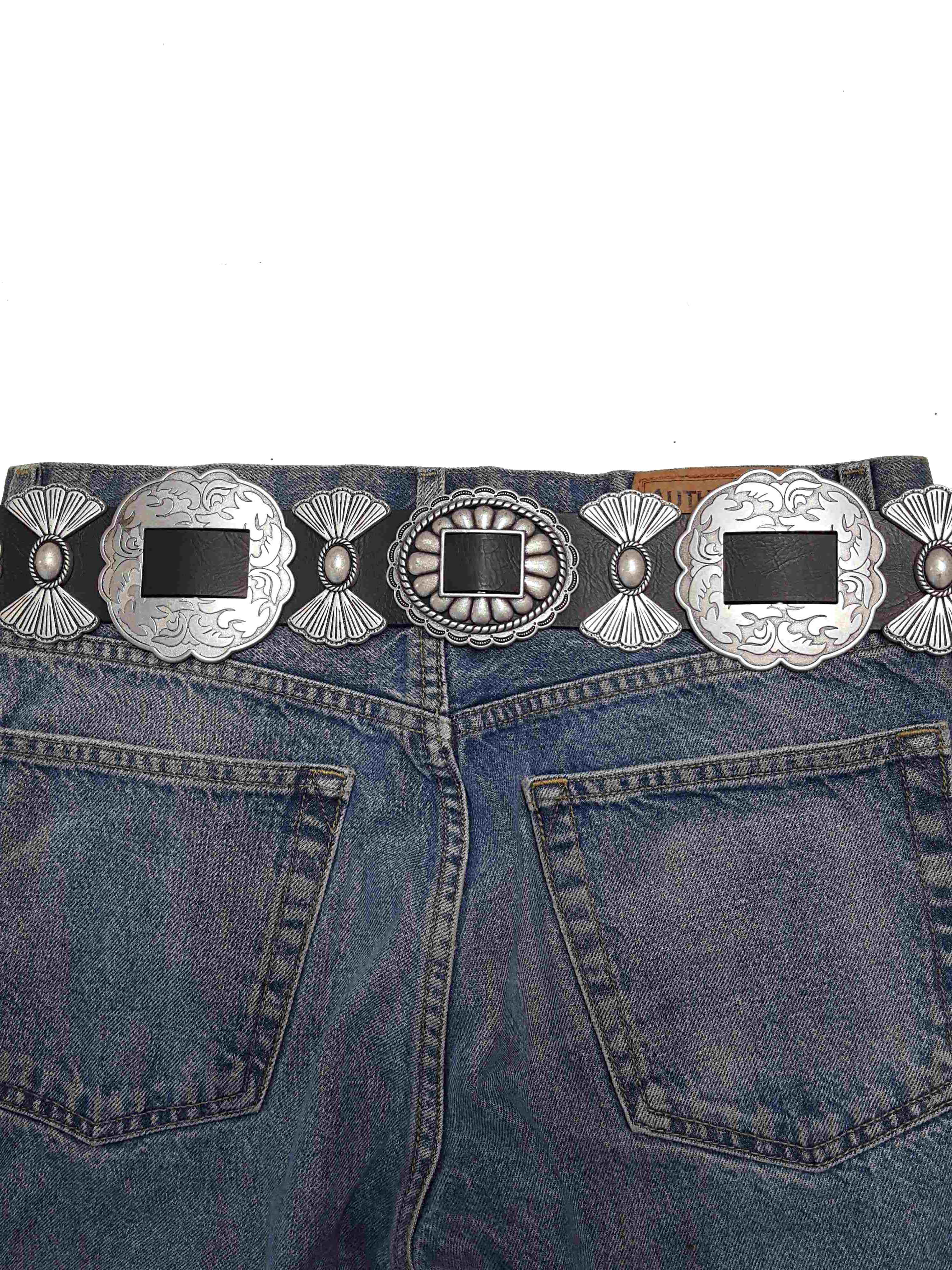Fully Packed Concho Wide Western Belt — 2-Inch Width with 9 Conchos