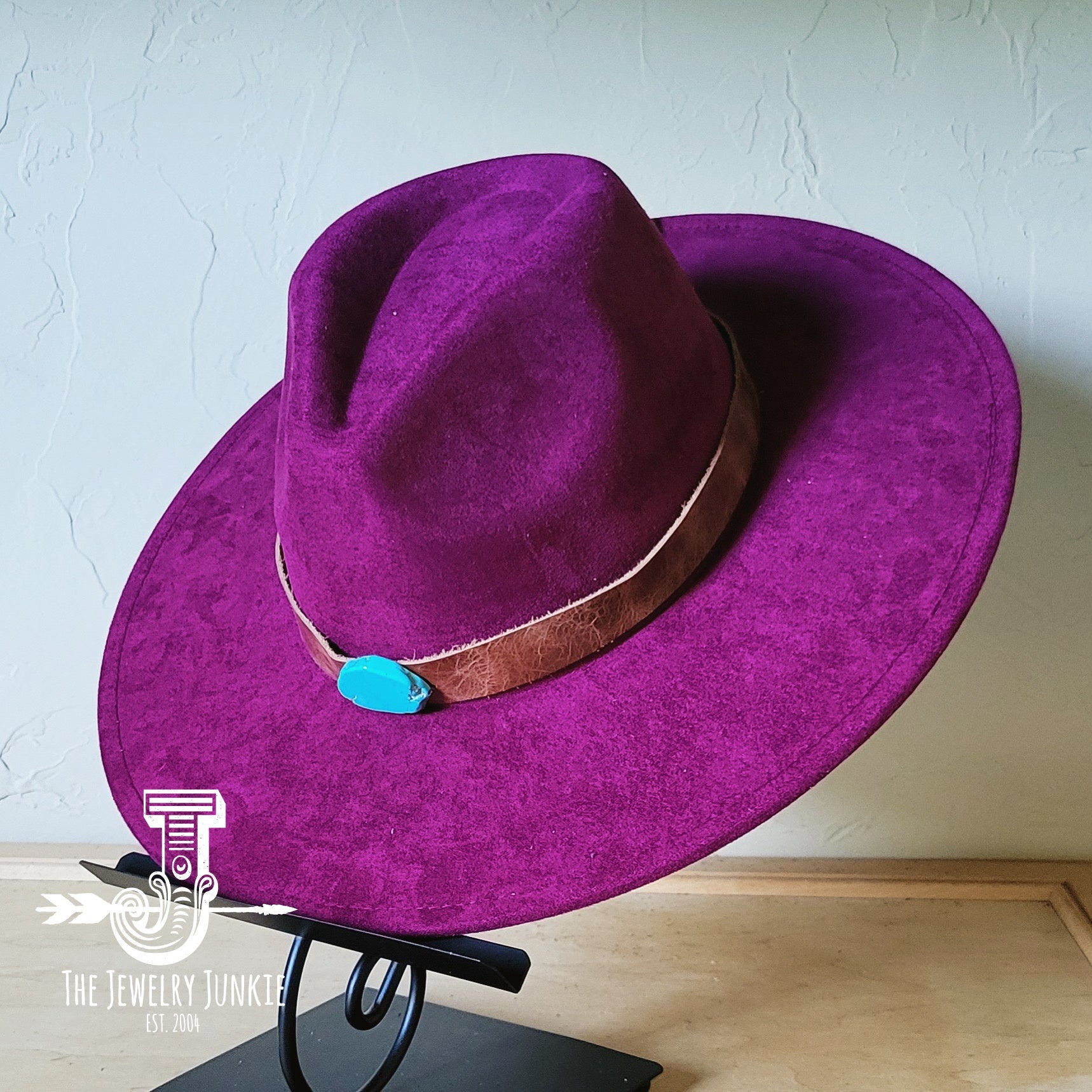 **Boho Western Felt Hat w/ Choice of Hatband- Plum 990b