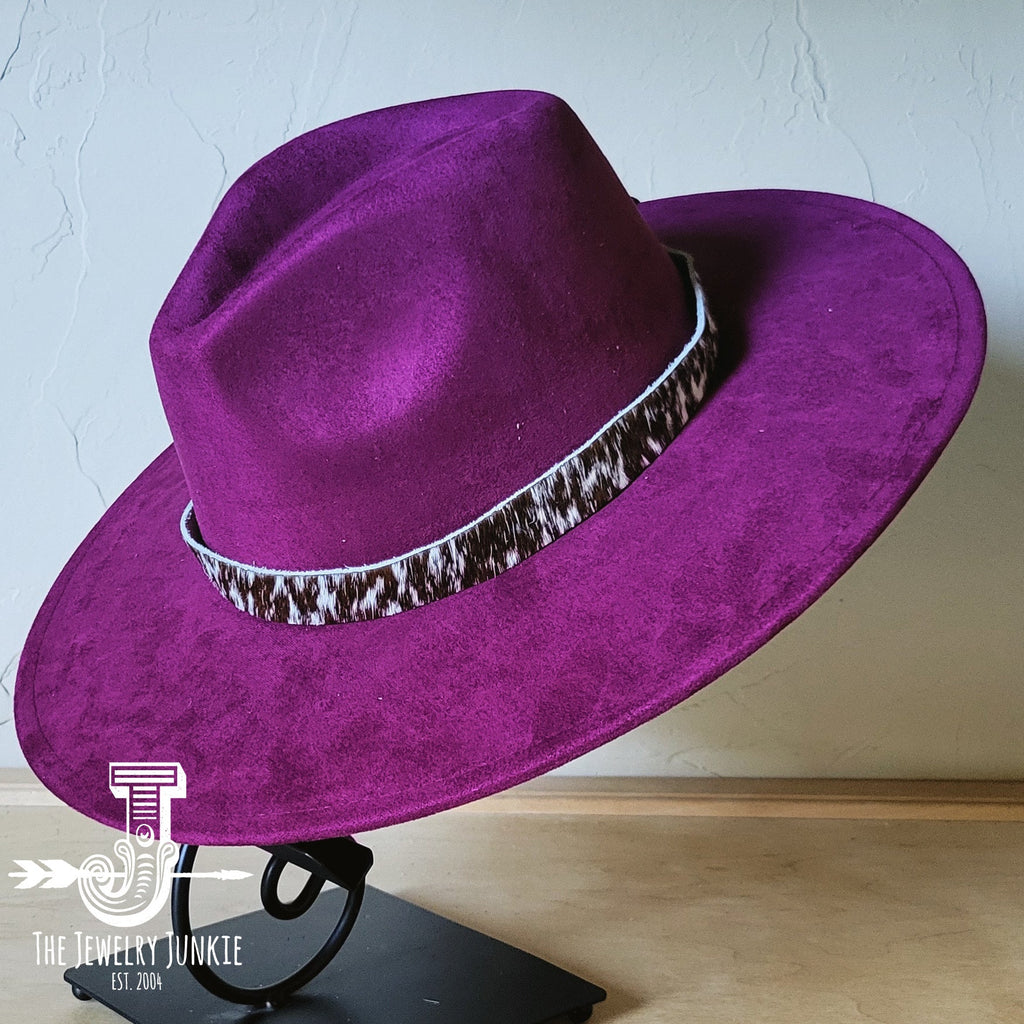 **Boho Western Felt Hat w/ Choice of Hatband- Plum 990b