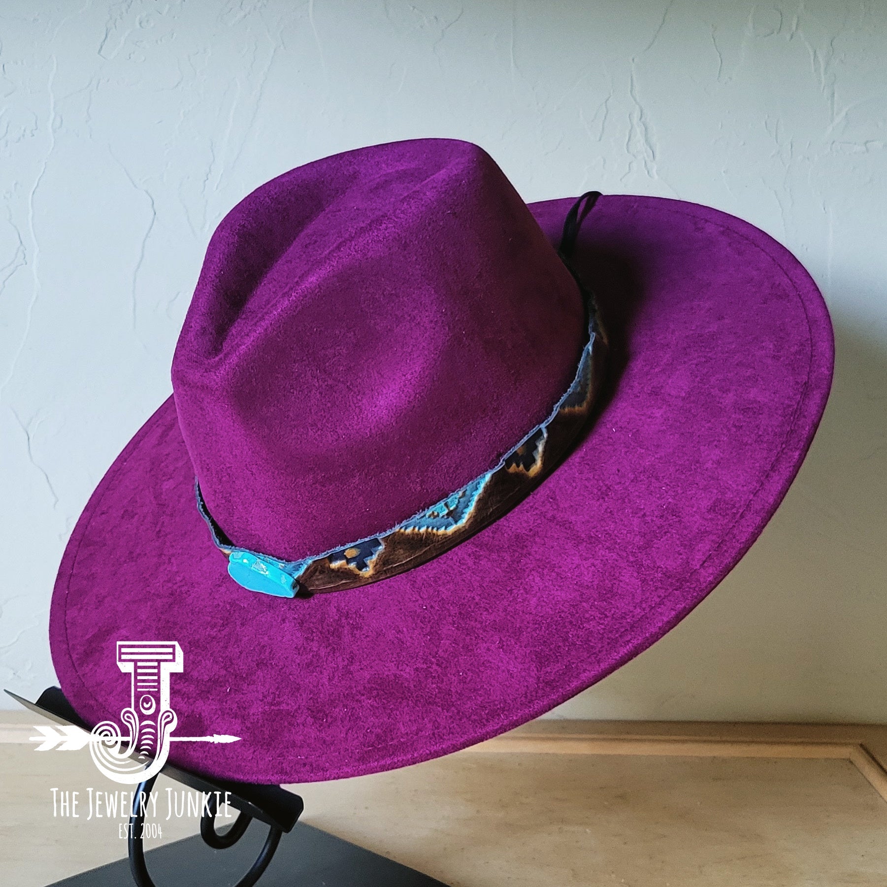 **Boho Western Felt Hat w/ Choice of Hatband- Plum 990b