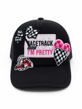Pretty On The Racetrack| Checkered Hearts & Race Car Trucker Hat