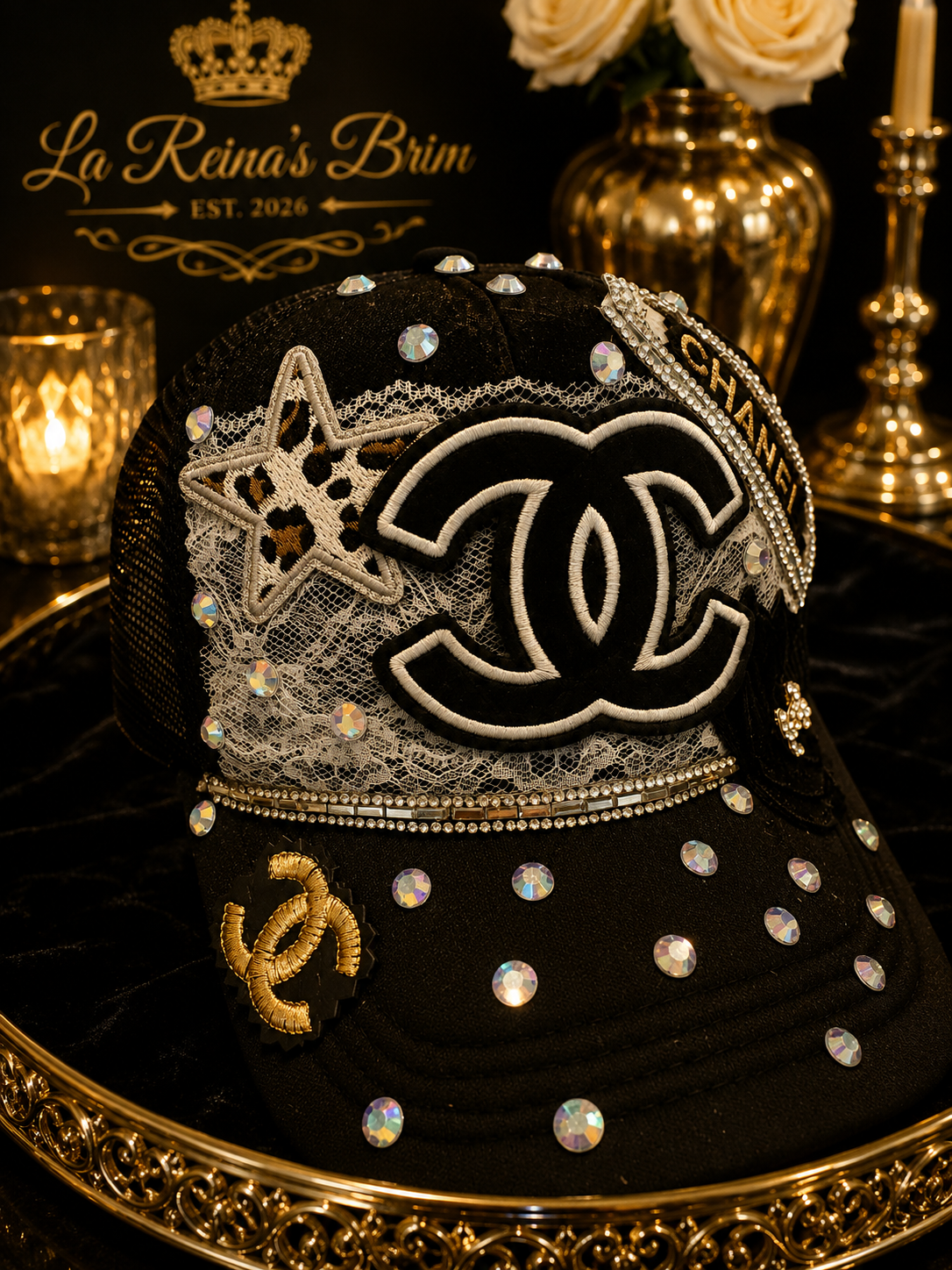 Luxury Inspired Glam Queen Rhinestone Trucker Hat | La Reina’s Brim