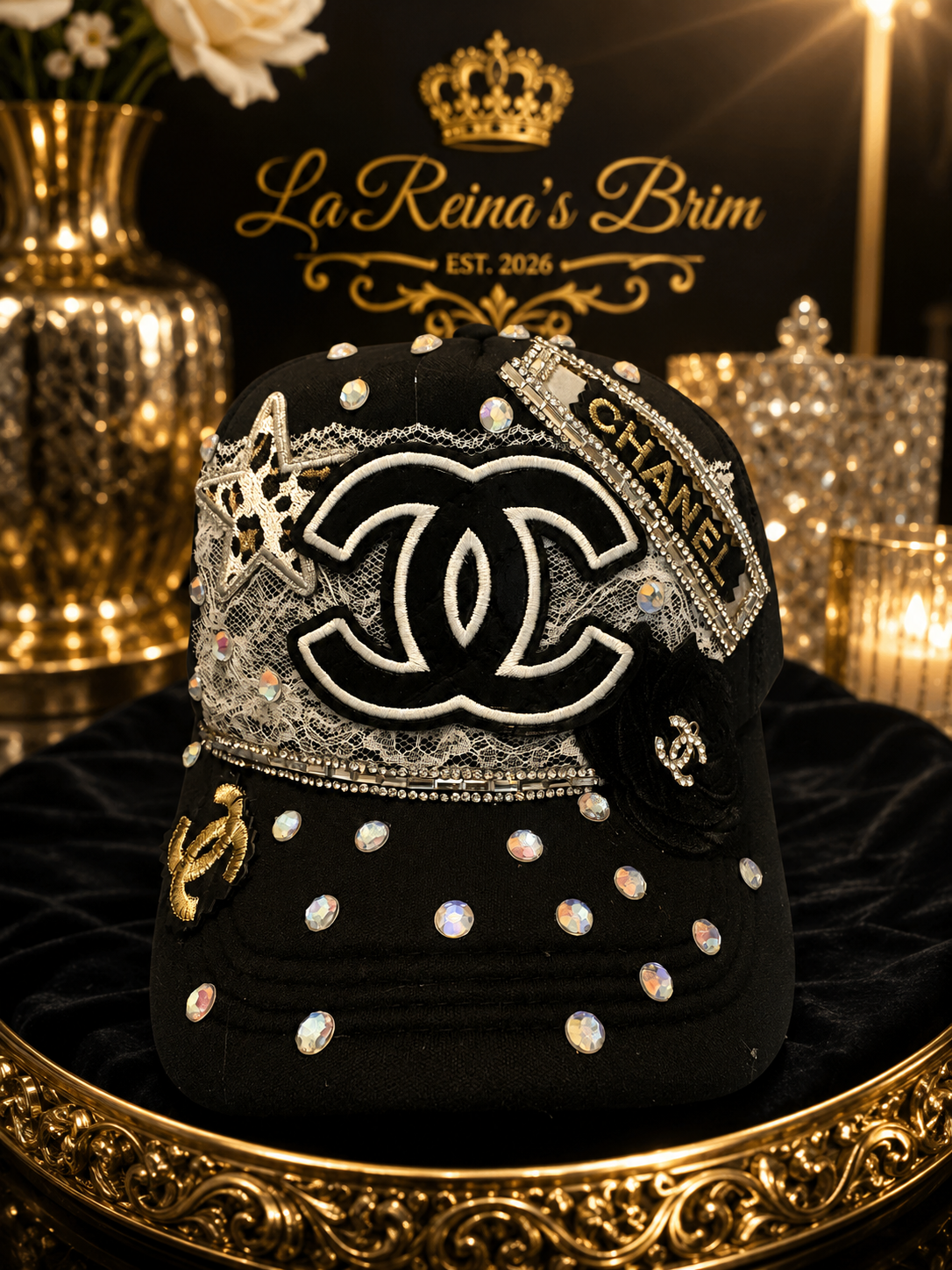 Luxury Inspired Glam Queen Rhinestone Trucker Hat | La Reina’s Brim