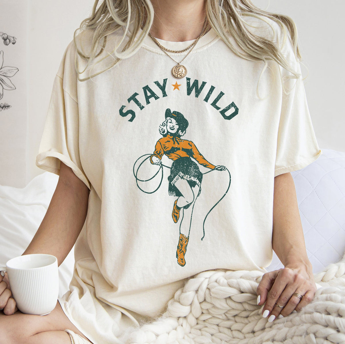 Stay Wild Cowgirl Western Country Cowboy Vintage Western Quote Comfort Colors Tee