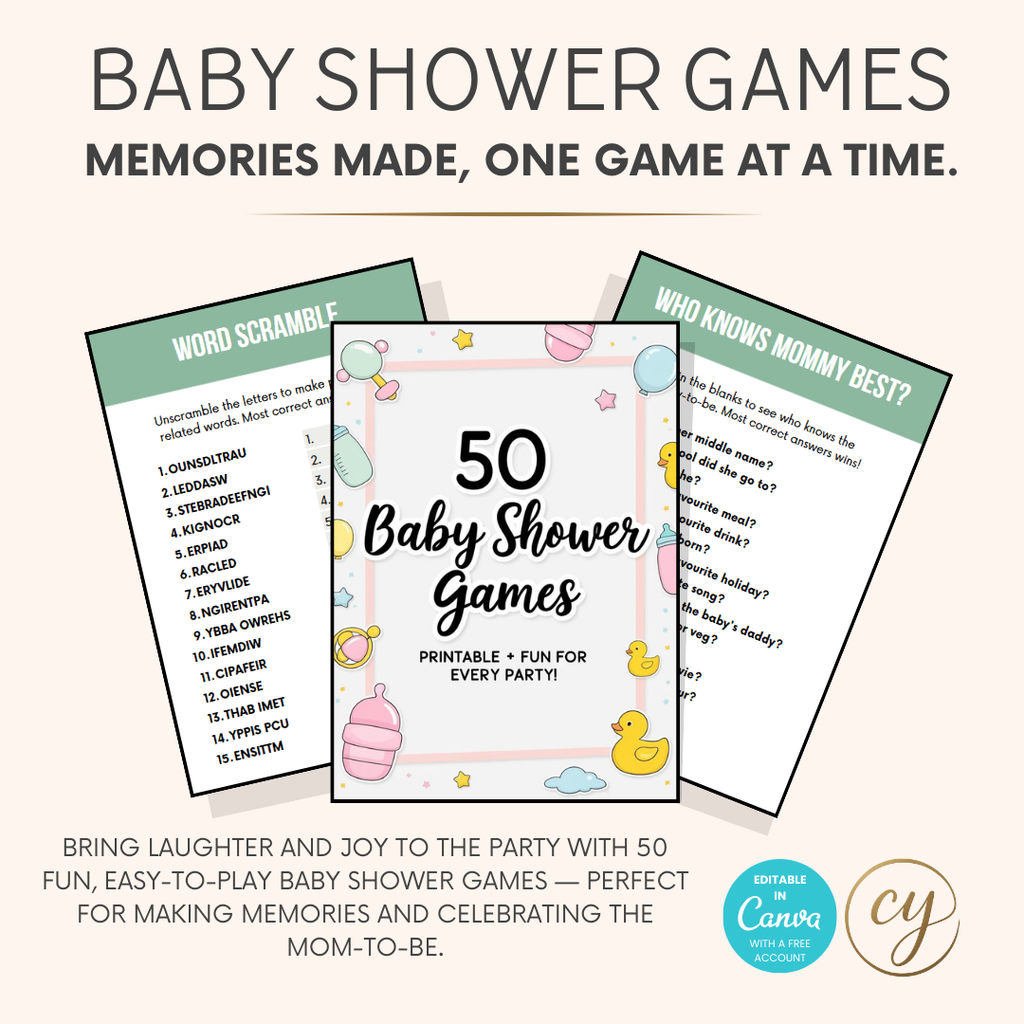 50 Baby Shower Games Printable Bundle