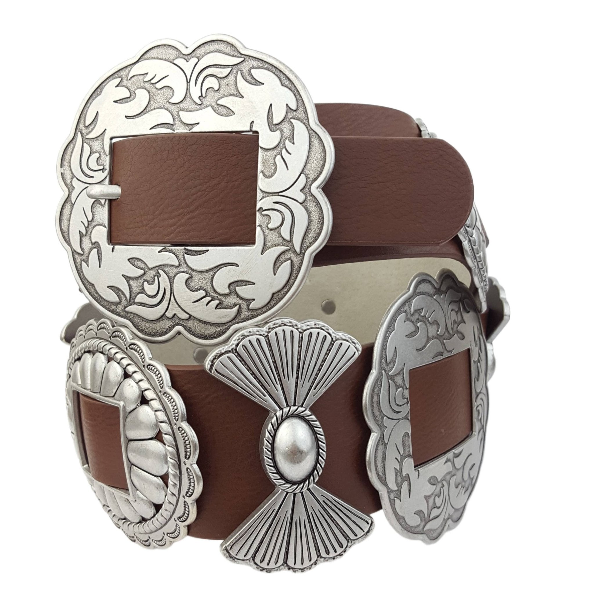Fully Packed Concho Wide Western Belt — 2-Inch Width with 9 Conchos