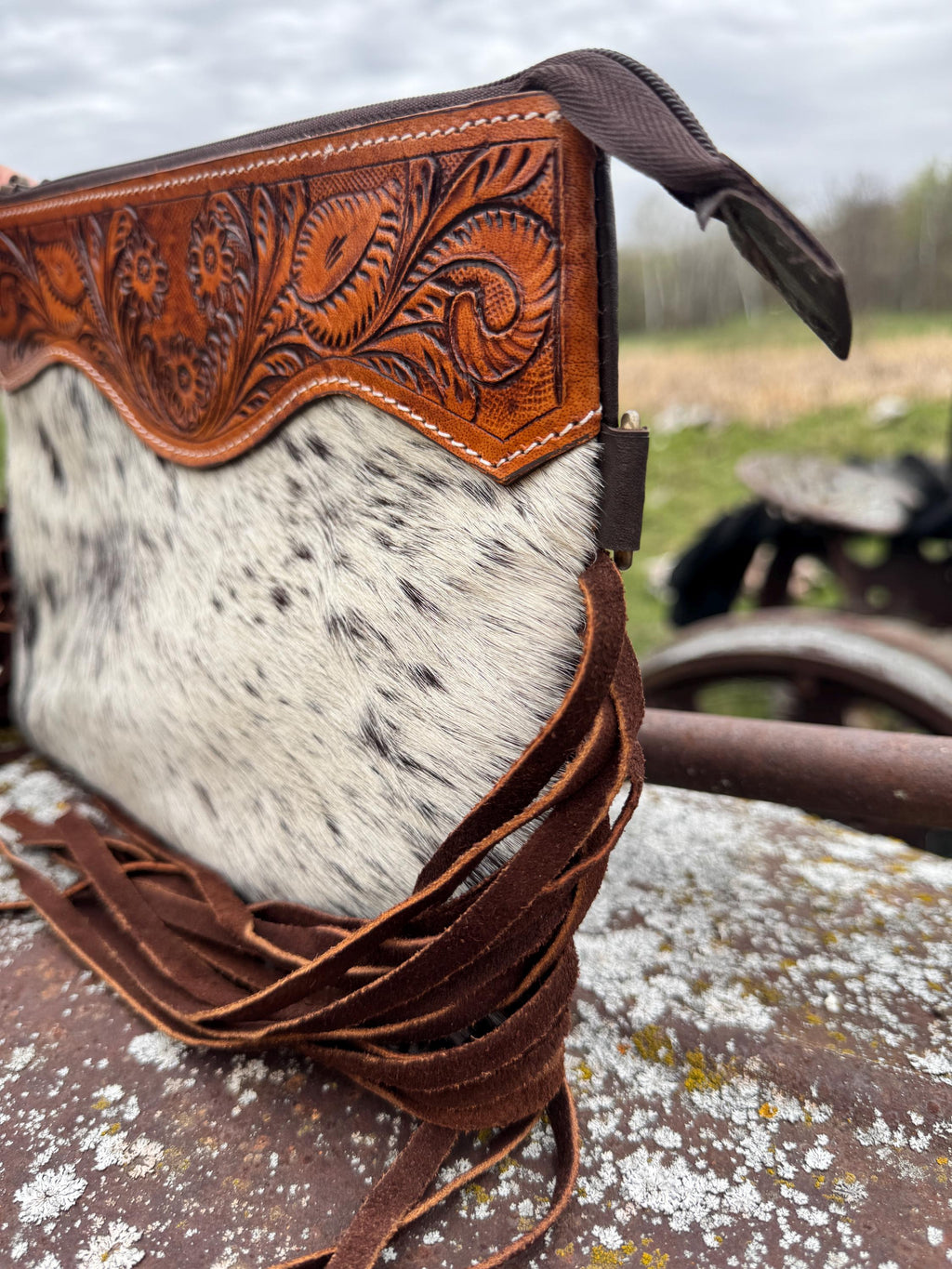 Genuine Western Cowhide Leather Purse with fringe