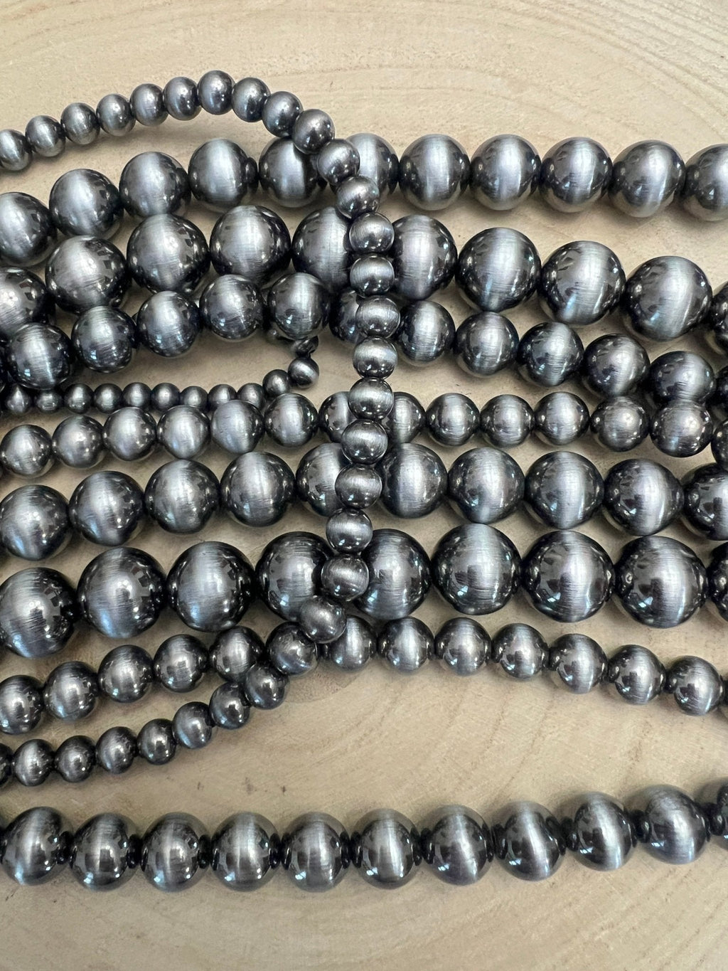 Western Six-Row Faux Sterling Pearl Statement Necklace — Single-Clasp Layered Set
