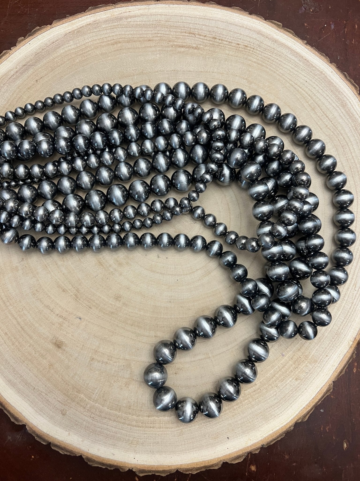 Western Six-Row Faux Sterling Pearl Statement Necklace — Single-Clasp Layered Set