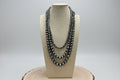 Triple Strand Burnished Faux Sterling Pearl Necklace – Western Layered Set