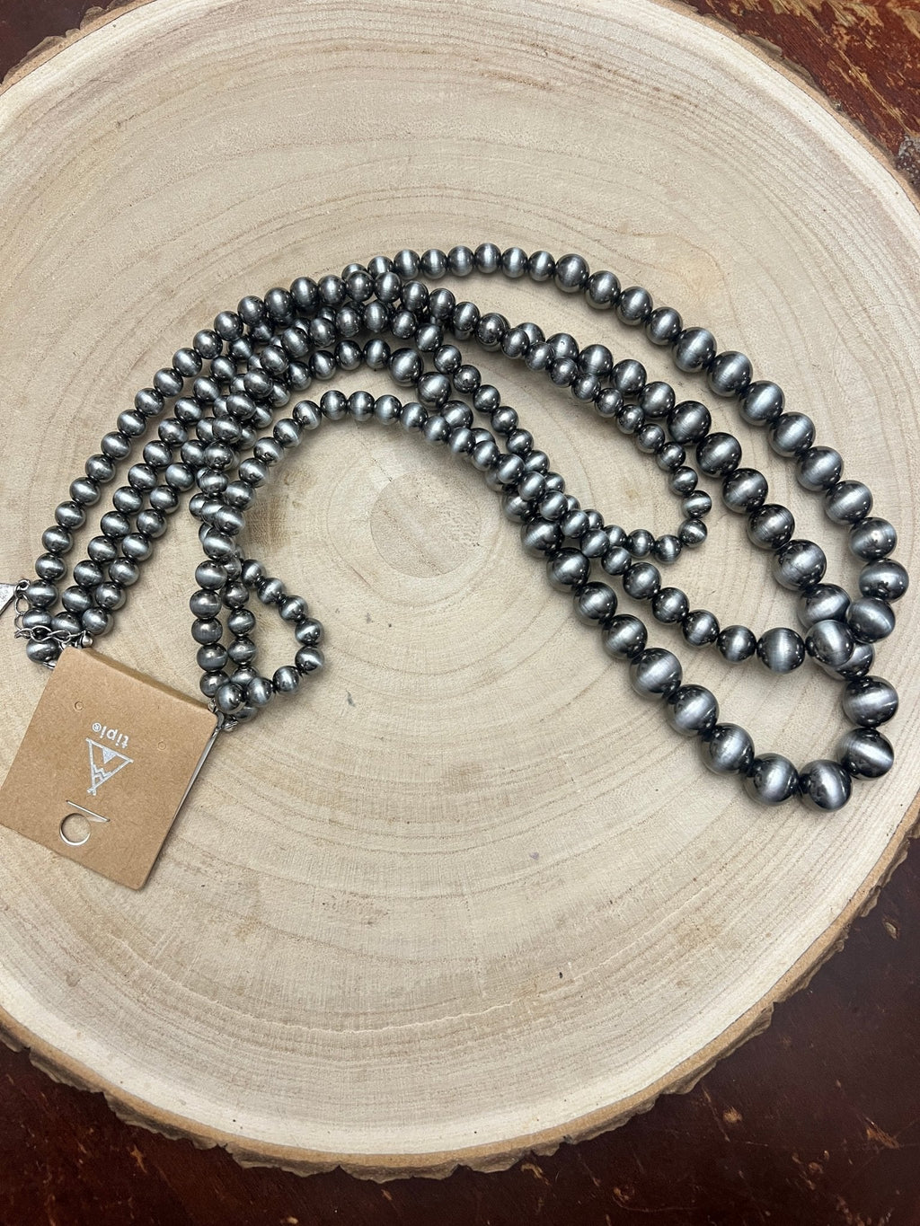 Triple Strand Burnished Faux Sterling Pearl Necklace – Western Layered Set