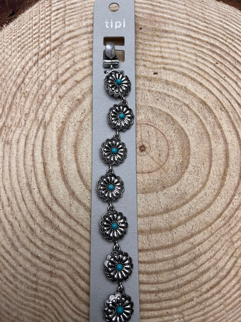 Western Concho & Faux Turquoise Magnetic Bracelet