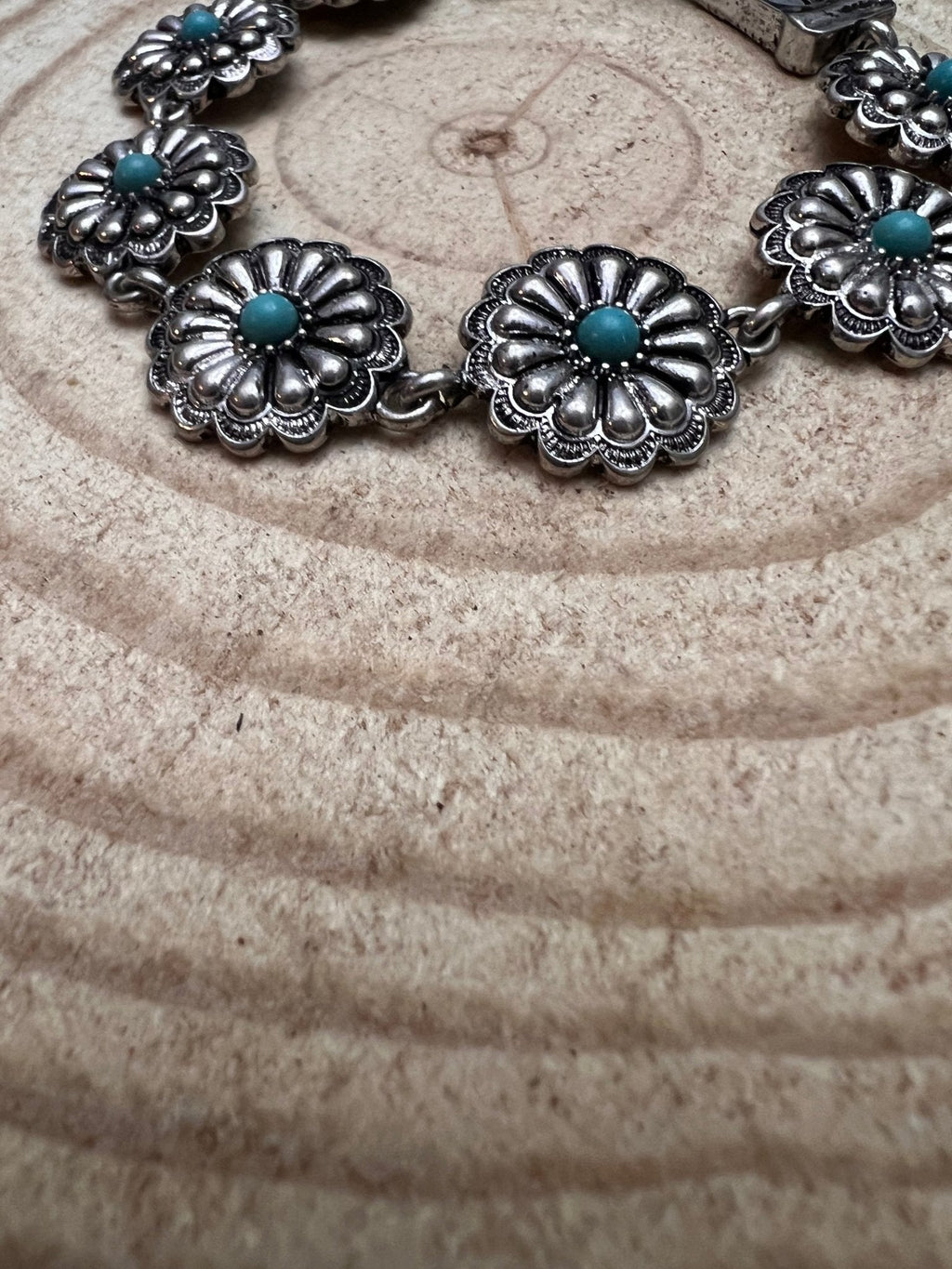 Western Concho & Faux Turquoise Magnetic Bracelet