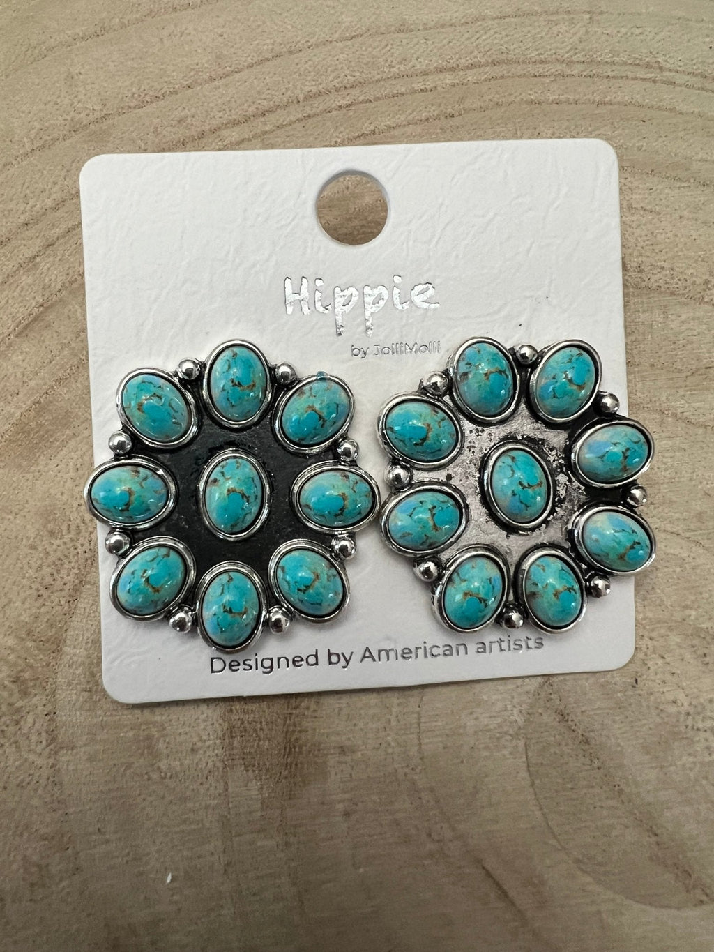Western Faux Turquoise Cluster Fashion Earrings
