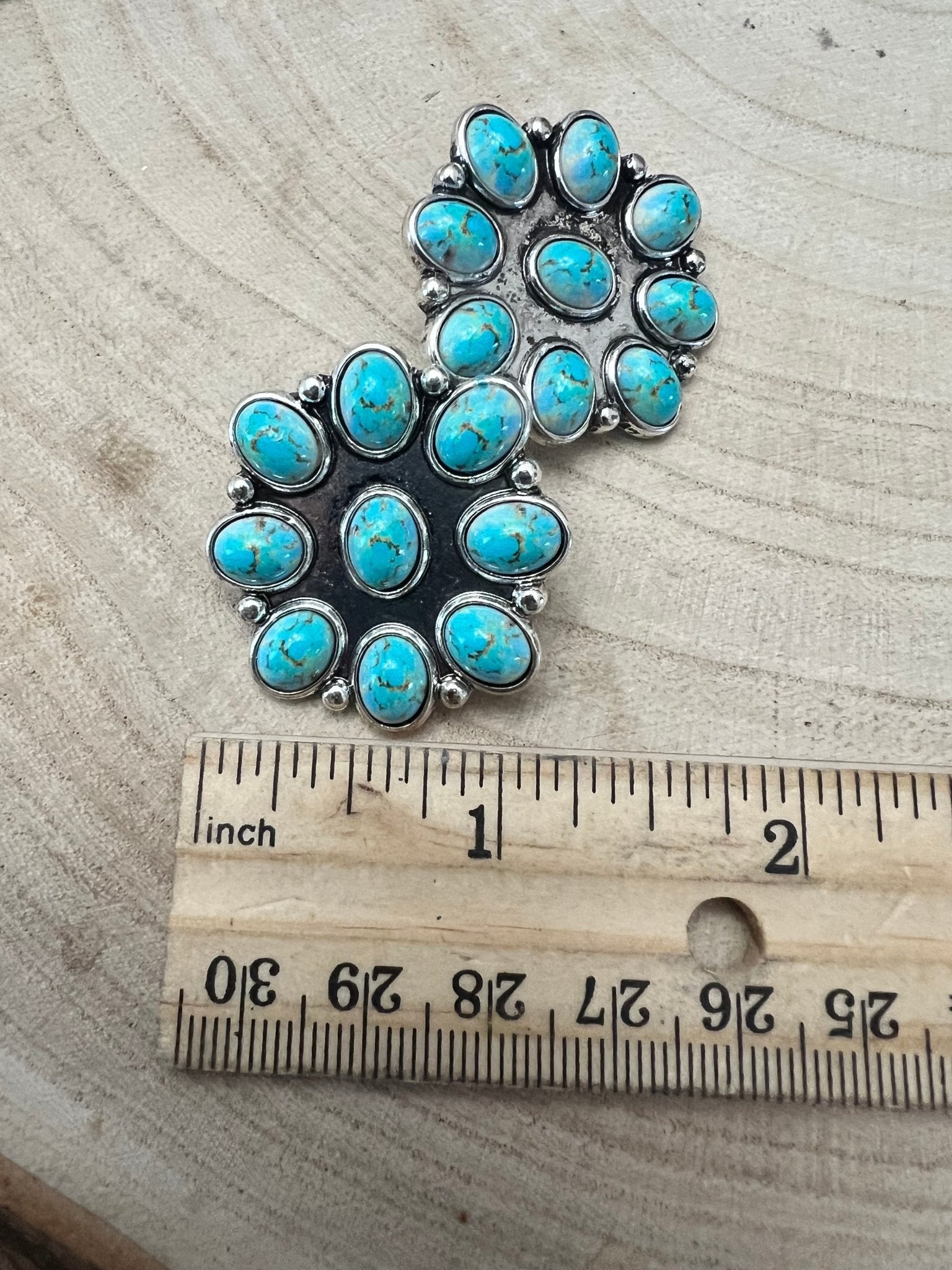 Western Faux Turquoise Cluster Fashion Earrings