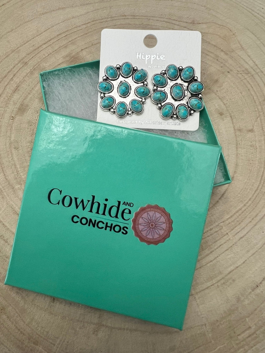 Western Faux Turquoise Cluster Fashion Earrings
